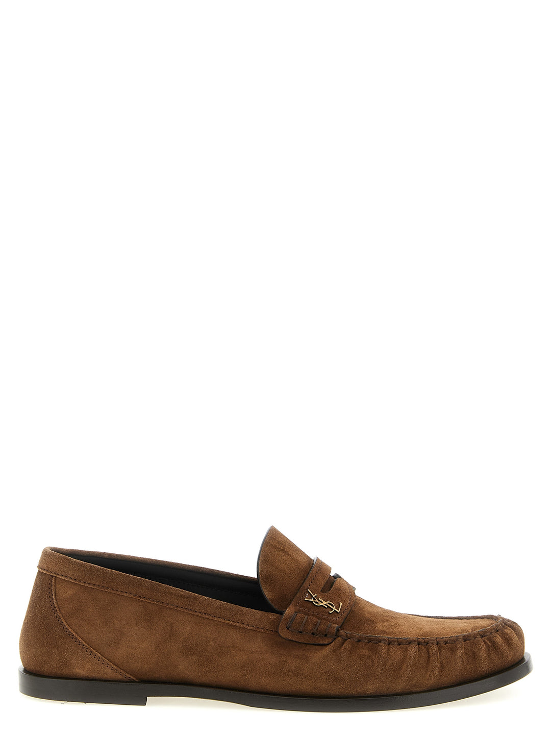 Saint Laurent Brown Calfskin Slip-On Loafers
