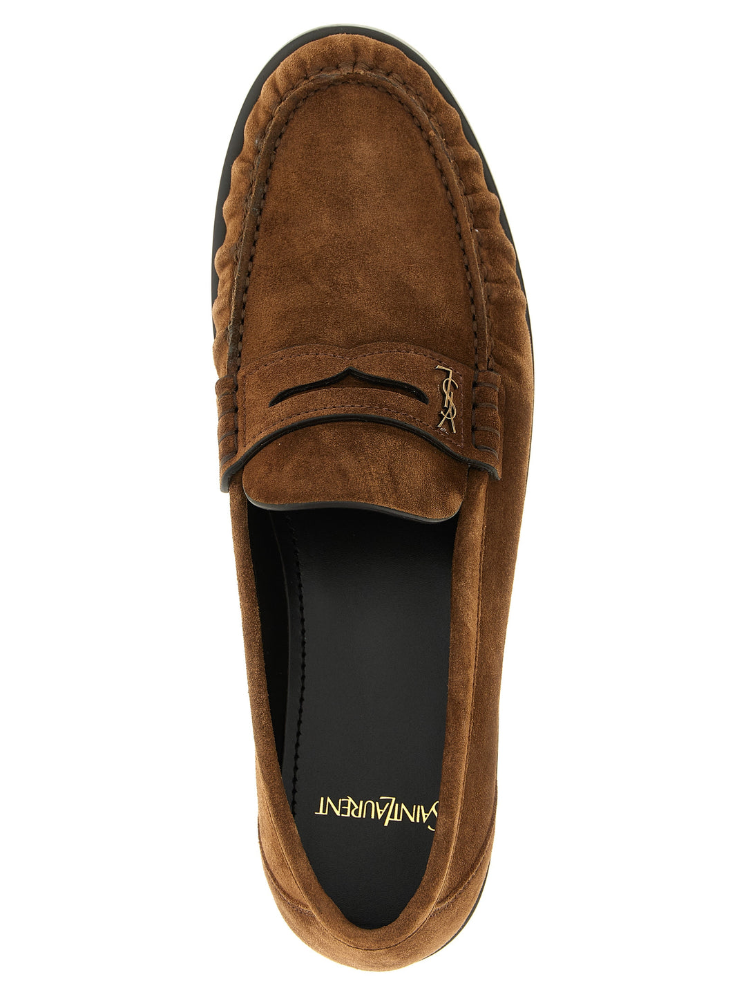 Saint Laurent Brown Calfskin Slip-On Loafers