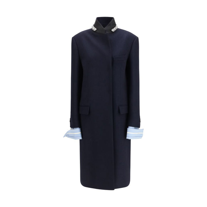 Prada Blue Wool Oves Aries Coat