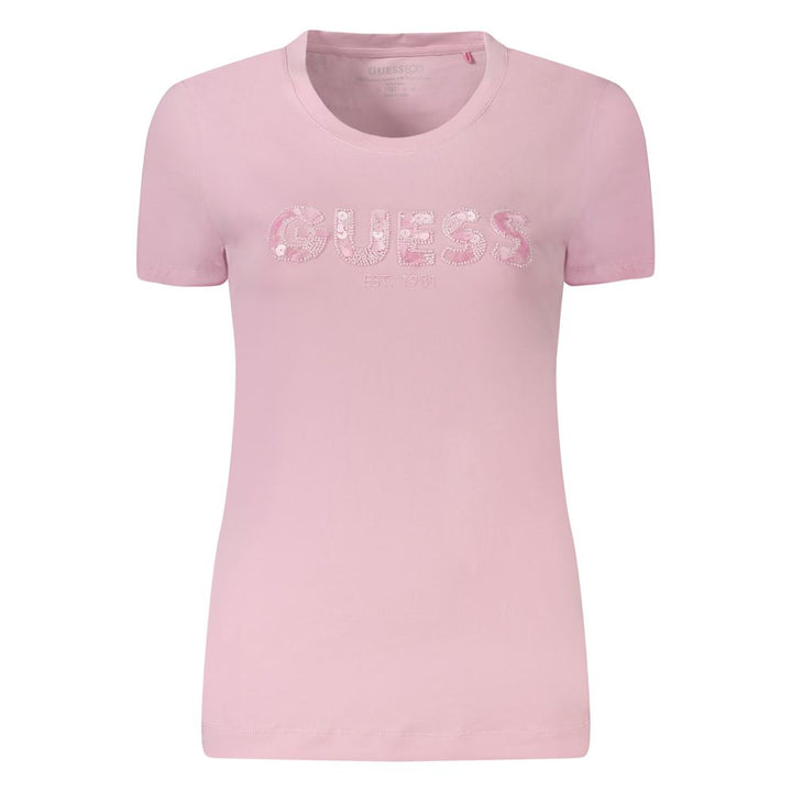 Guess Jeans Pink Cotton T-Shirt