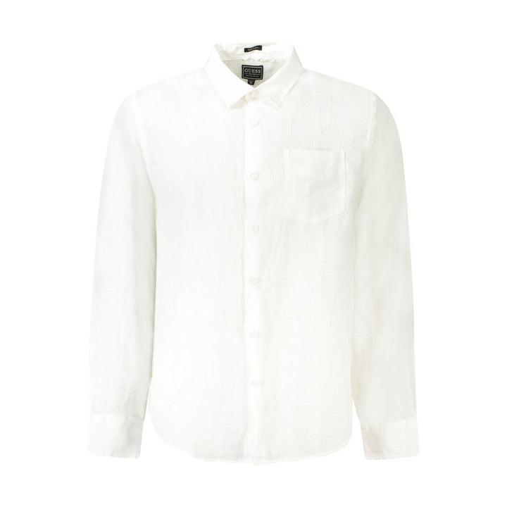 Guess Jeans White Linen Dress Shirt