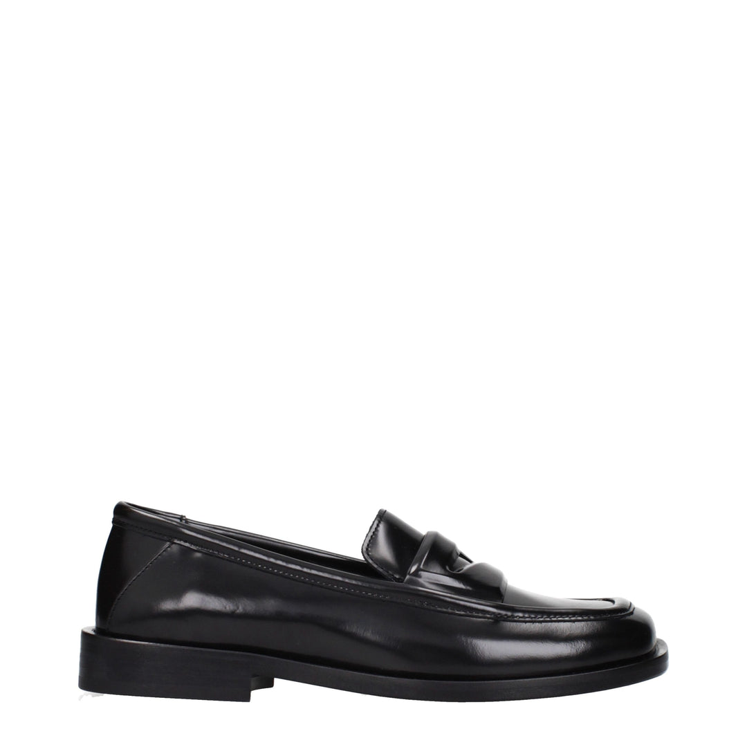 The Attico Black Leather Slip-On Loafers