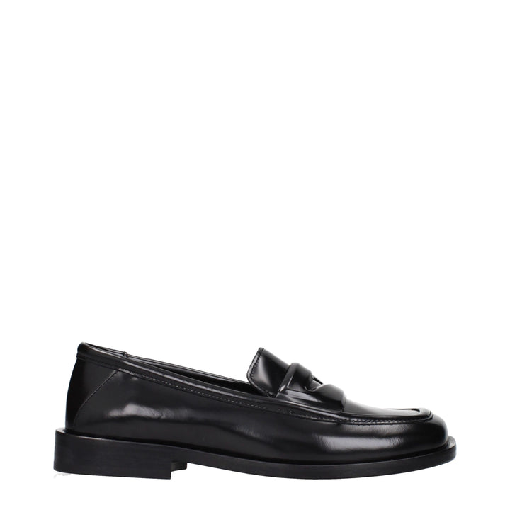 The Attico Black Leather Slip-On Loafers