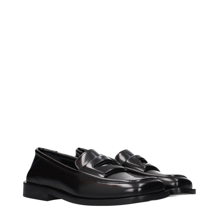 The Attico Black Leather Slip-On Loafers