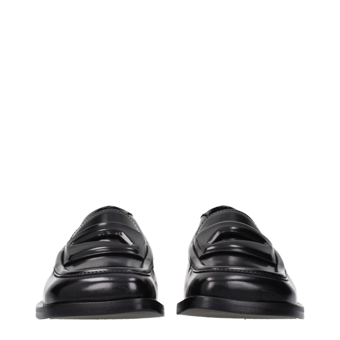 The Attico Black Leather Slip-On Loafers