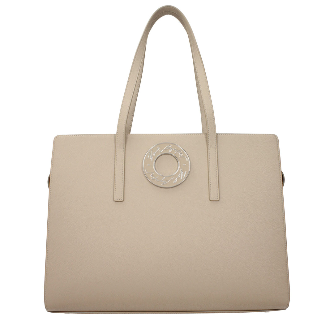 Karl Lagerfeld Beige Leather Shoulder Bag