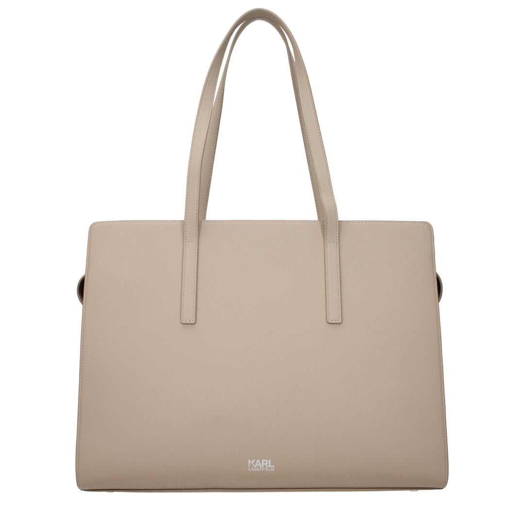 Karl Lagerfeld Beige Leather Shoulder Bag