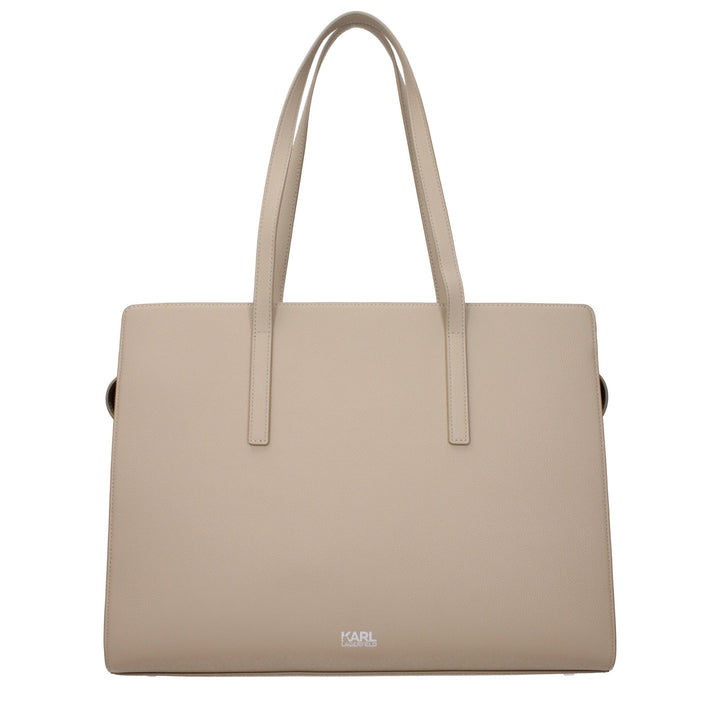 Karl Lagerfeld Beige Leather Shoulder Bag