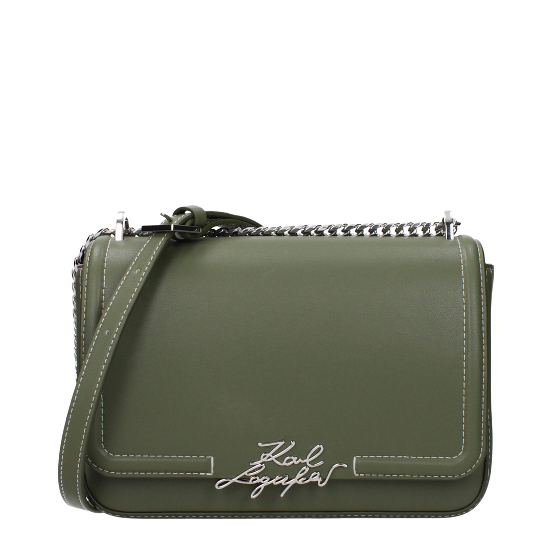 Karl Lagerfeld Green Leather Shoulder Bag