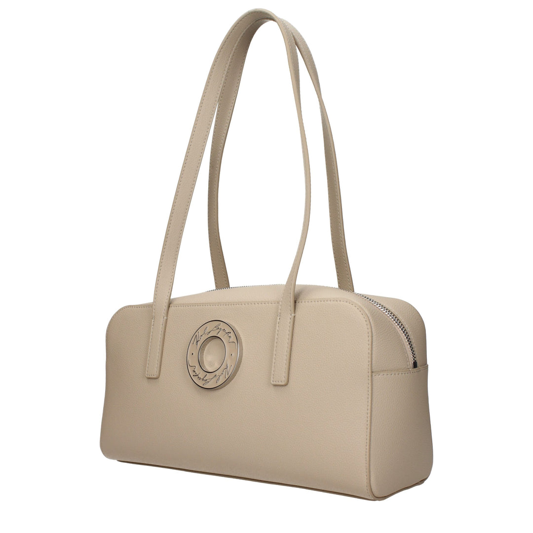 Karl Lagerfeld Beige Leather Shoulder Bag
