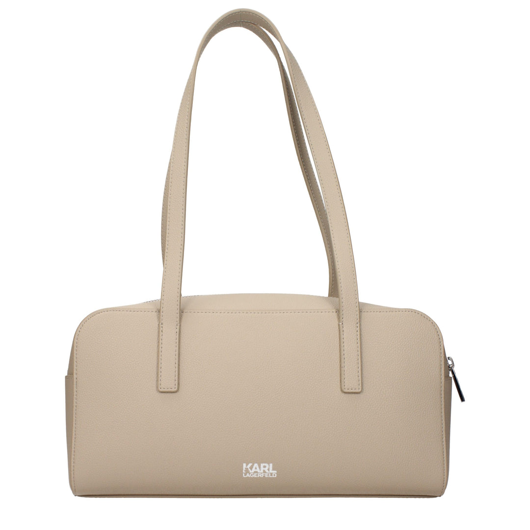 Karl Lagerfeld Beige Leather Shoulder Bag
