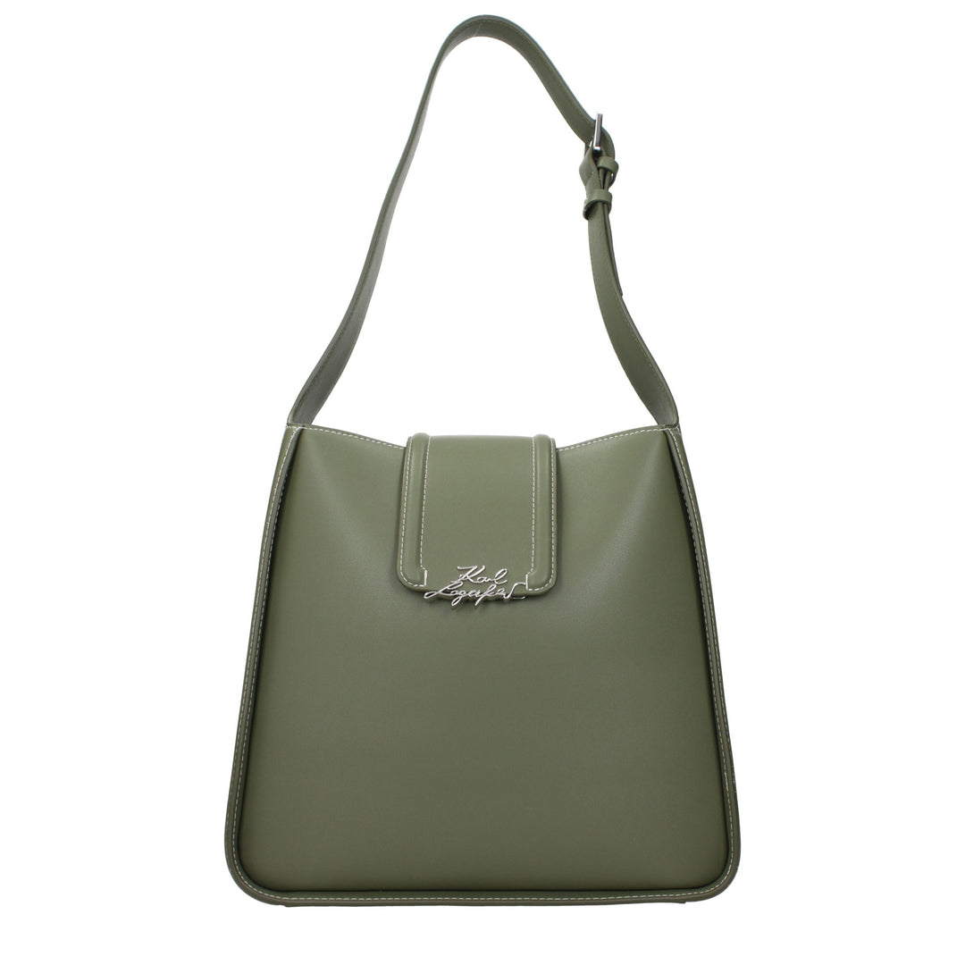 Karl Lagerfeld Green Leather Shoulder Bag