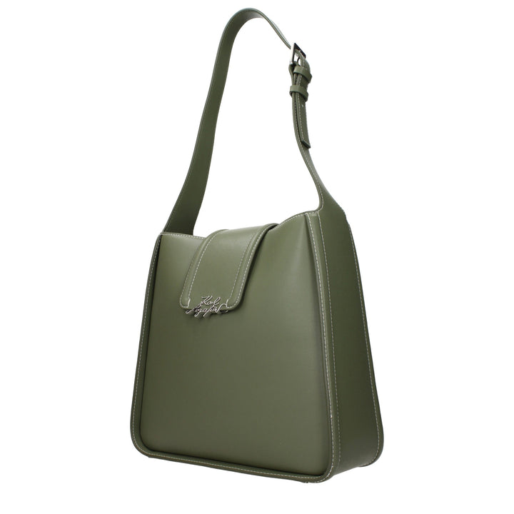 Karl Lagerfeld Green Leather Shoulder Bag