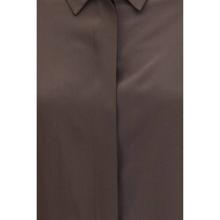 Lardini Brown Silk Dress Shirt