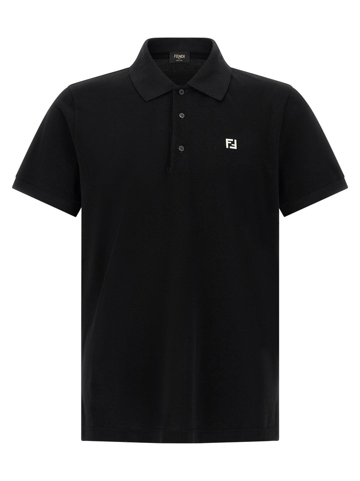 Fendi Black Cotton Polo Shirt