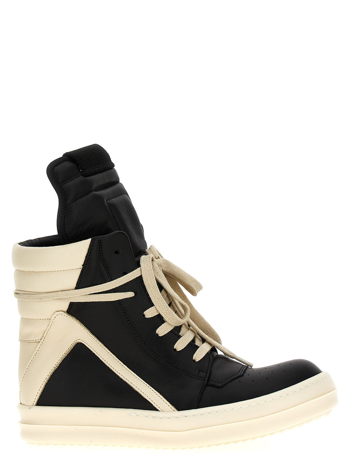 Rick Owens Bicolor Calfskin High Top Sneakers