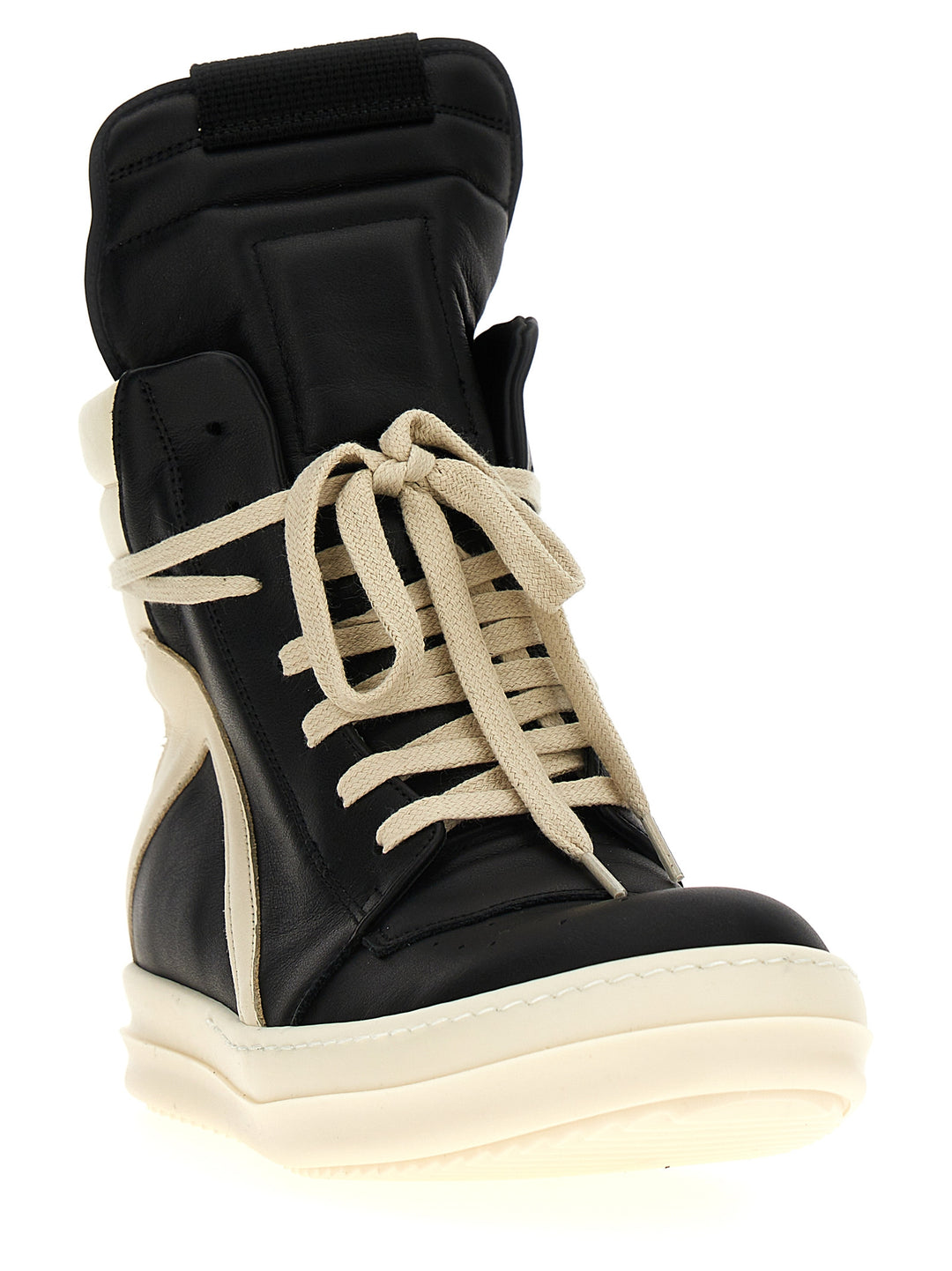 Rick Owens Bicolor Calfskin High Top Sneakers