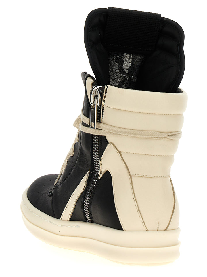Rick Owens Bicolor Calfskin High Top Sneakers