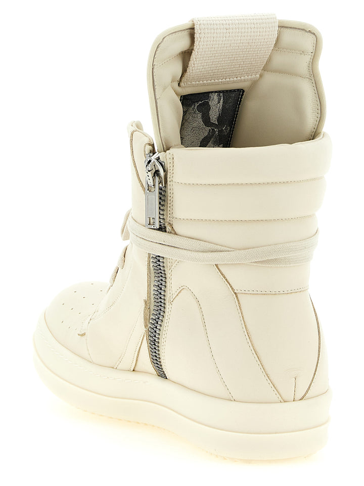 Rick Owens White Calfskin High Top Sneakers