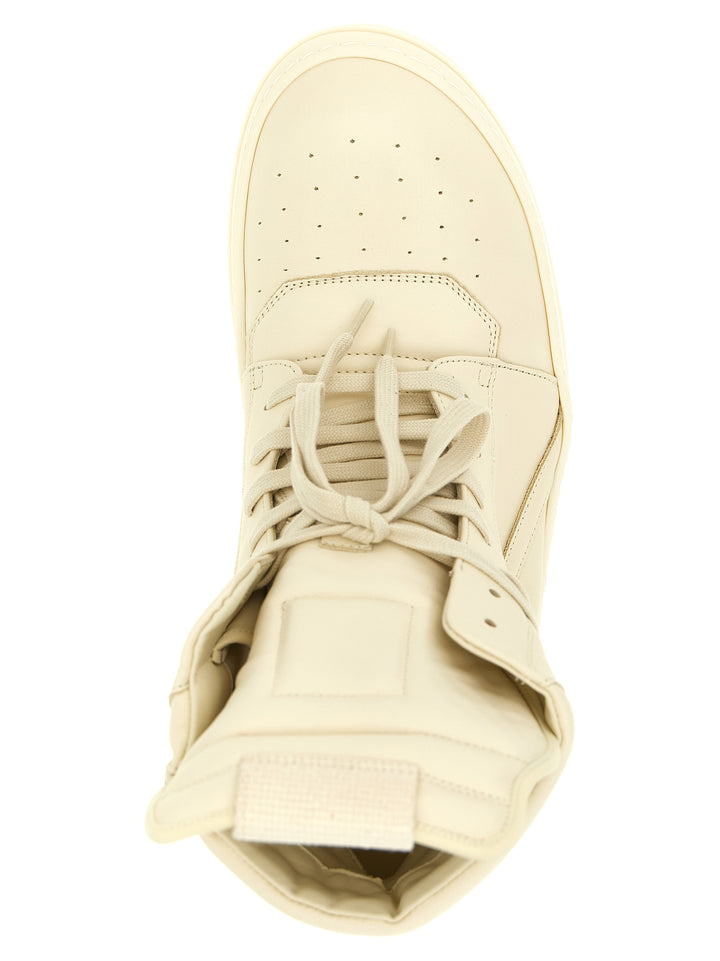 Rick Owens White Calfskin High Top Sneakers