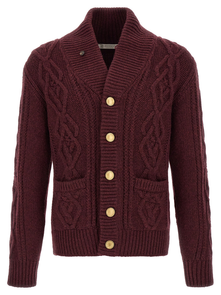 Brunello Cucinelli Bordeaux Cashmere Cardigan