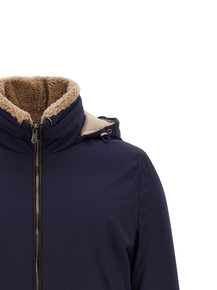 Brunello Cucinelli Blue Polyamide Full-Length Jacket