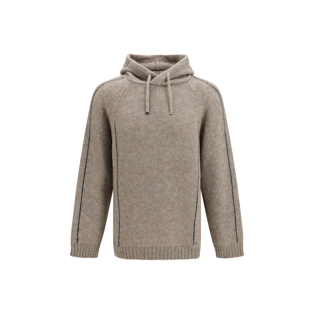 Giorgio Armani Beige Alpaca Vicugna Pacos Hoodie