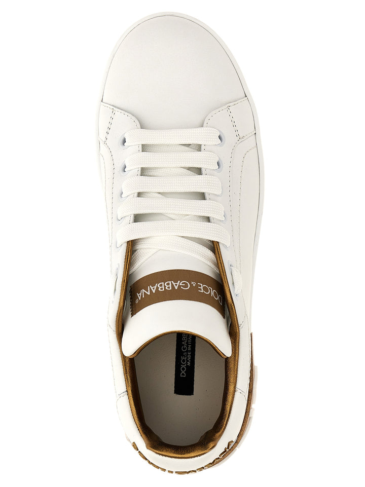 Dolce &amp; Gabbana Gold Calfskin Low Top Sneakers