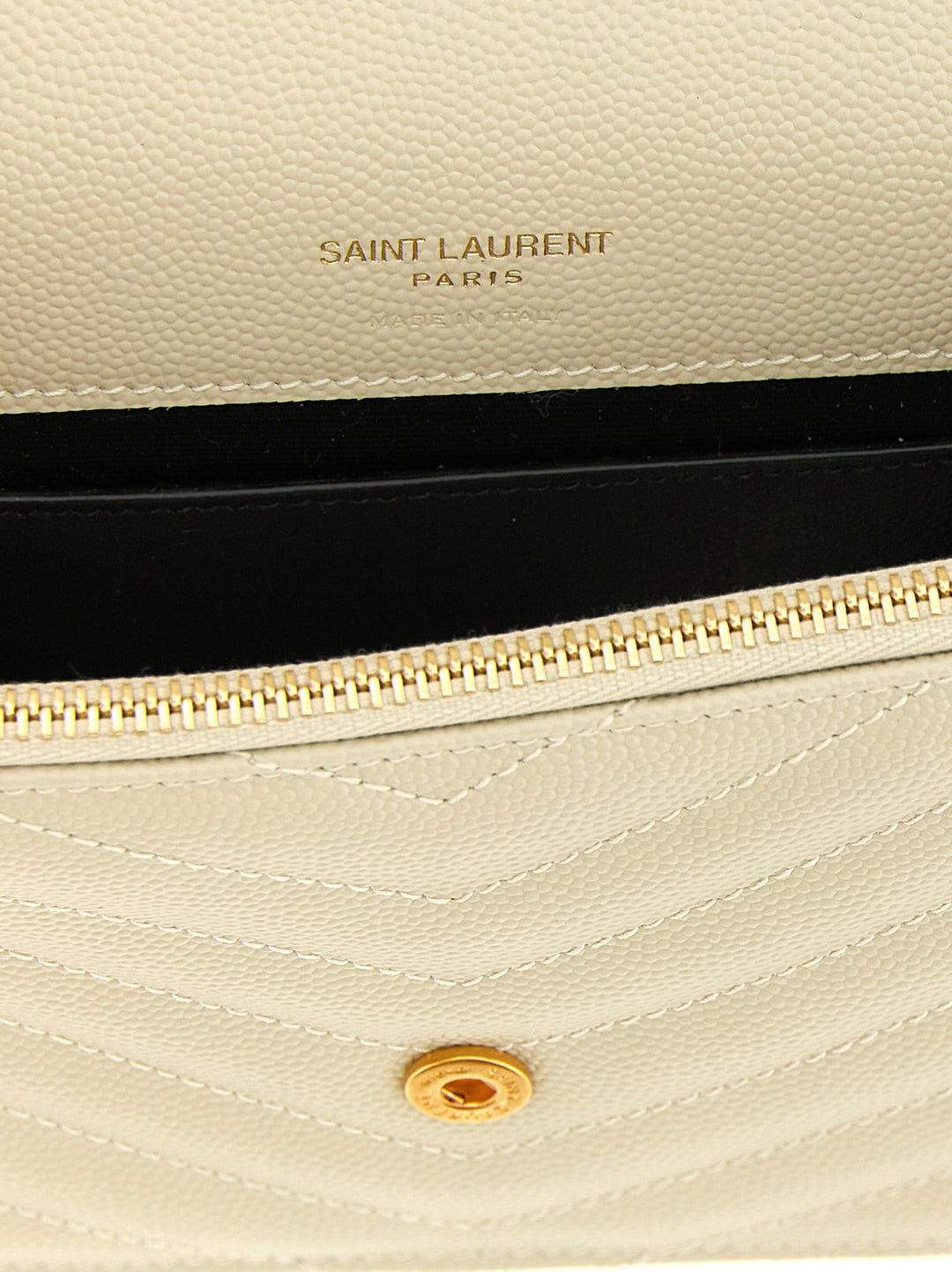 Saint Laurent White Calfskin Clutch Bag