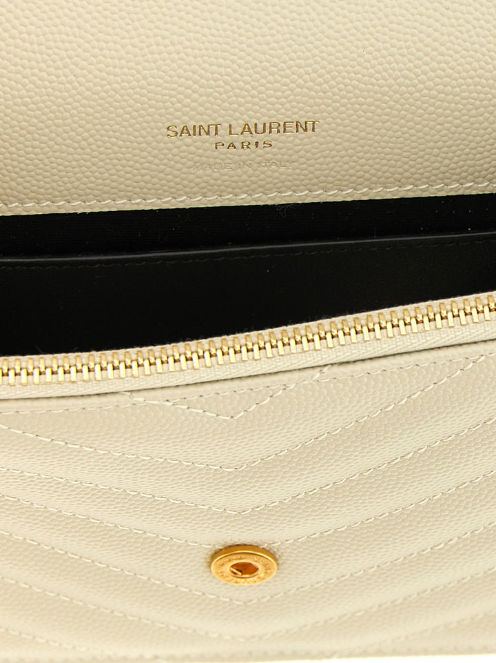 Saint Laurent White Calfskin Clutch Bag