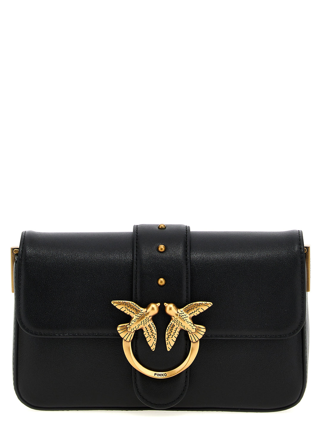 PINKO Black Calfskin Shoulder Bag