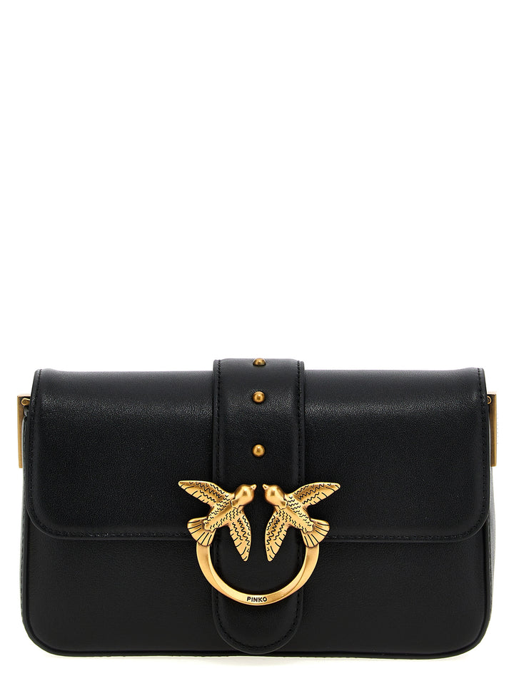 PINKO Black Calfskin Shoulder Bag