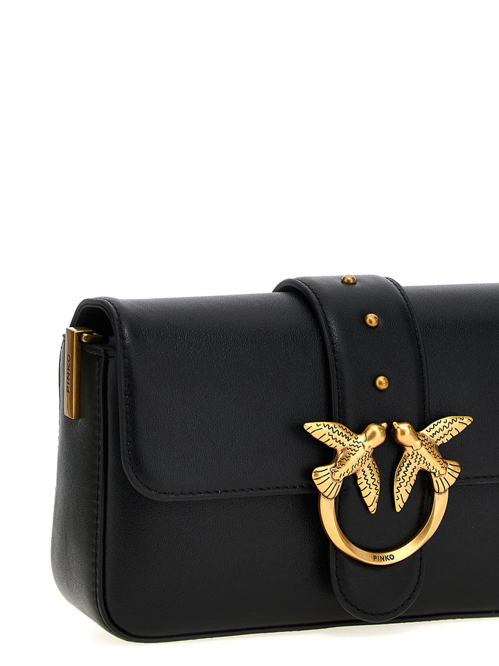 PINKO Black Calfskin Shoulder Bag