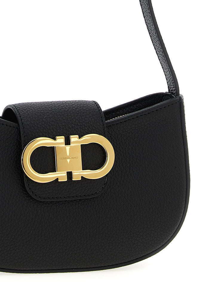 Ferragamo Black Calfskin Shoulder Bag