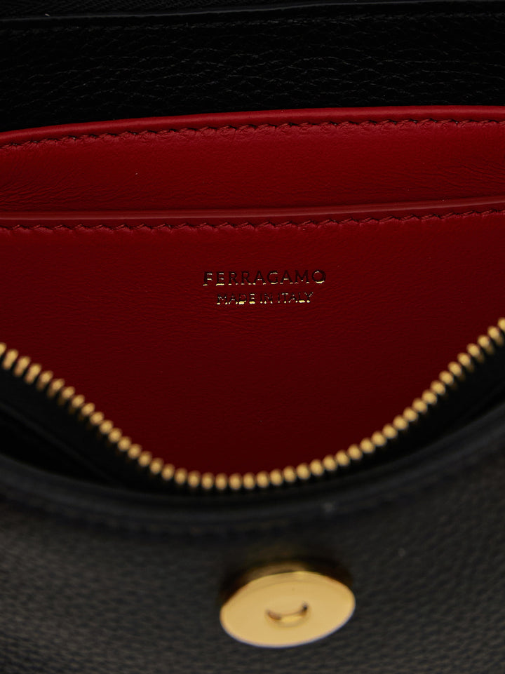 Ferragamo Black Calfskin Shoulder Bag