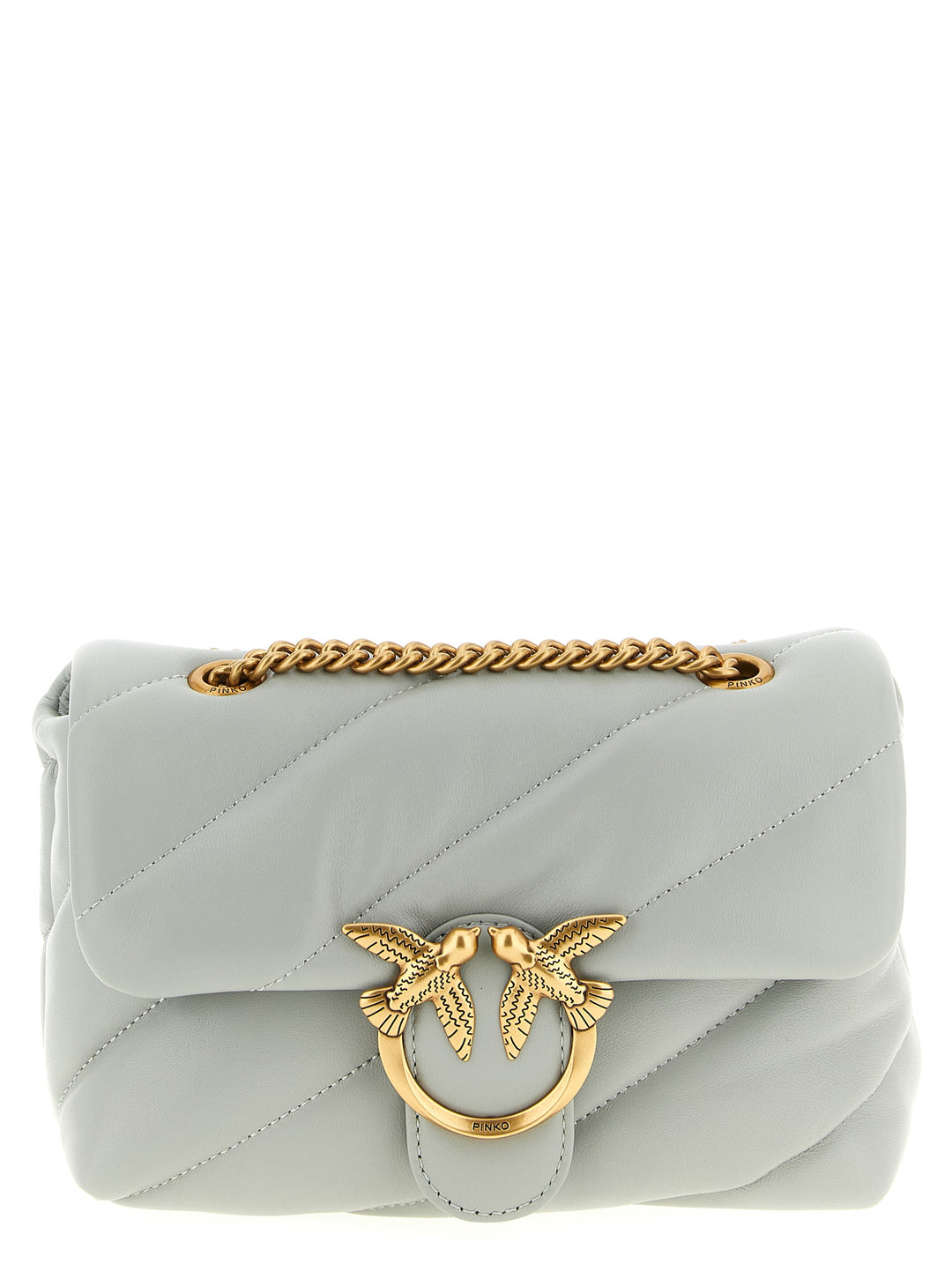 PINKO Gray Lamb Fur Crossbody Bag