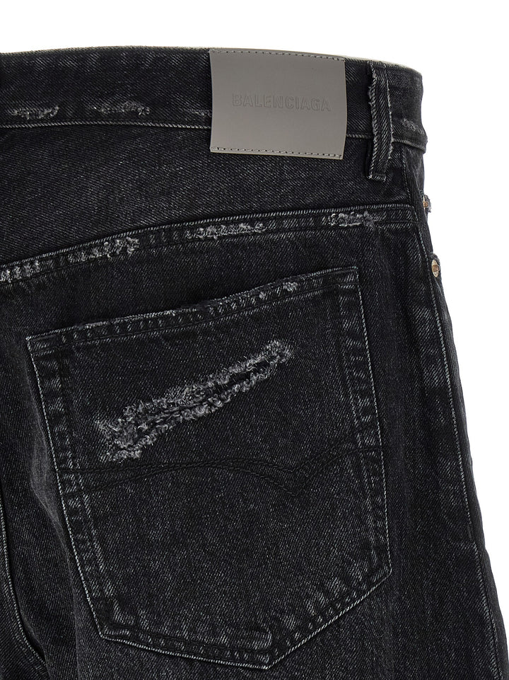 Balenciaga Black Cotton Cropped Jeans