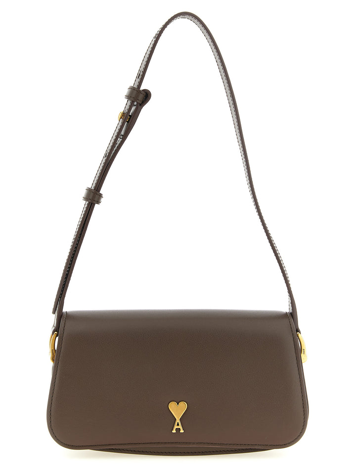 Ami Paris Brown Cowhide Shoulder Bag