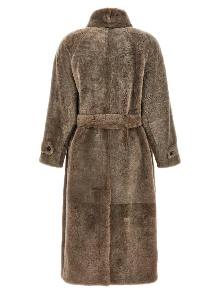 Brunello Cucinelli Brown Lamb Leather Coat