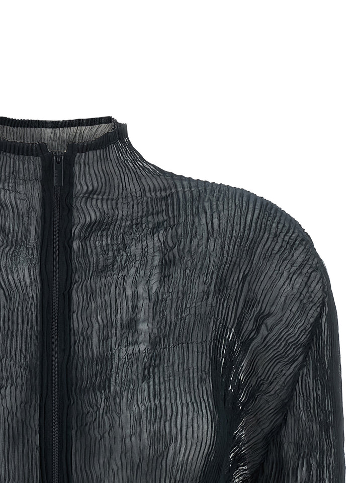 Issey Miyake Black Polyester Cardigan
