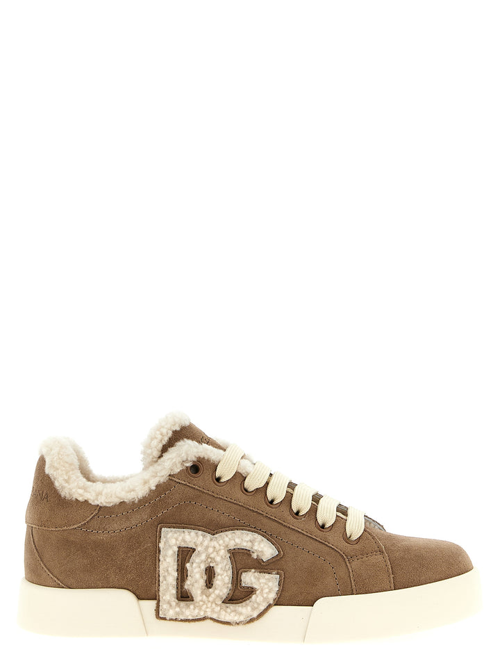 Dolce &amp; Gabbana Brown Lambskin Sneakers
