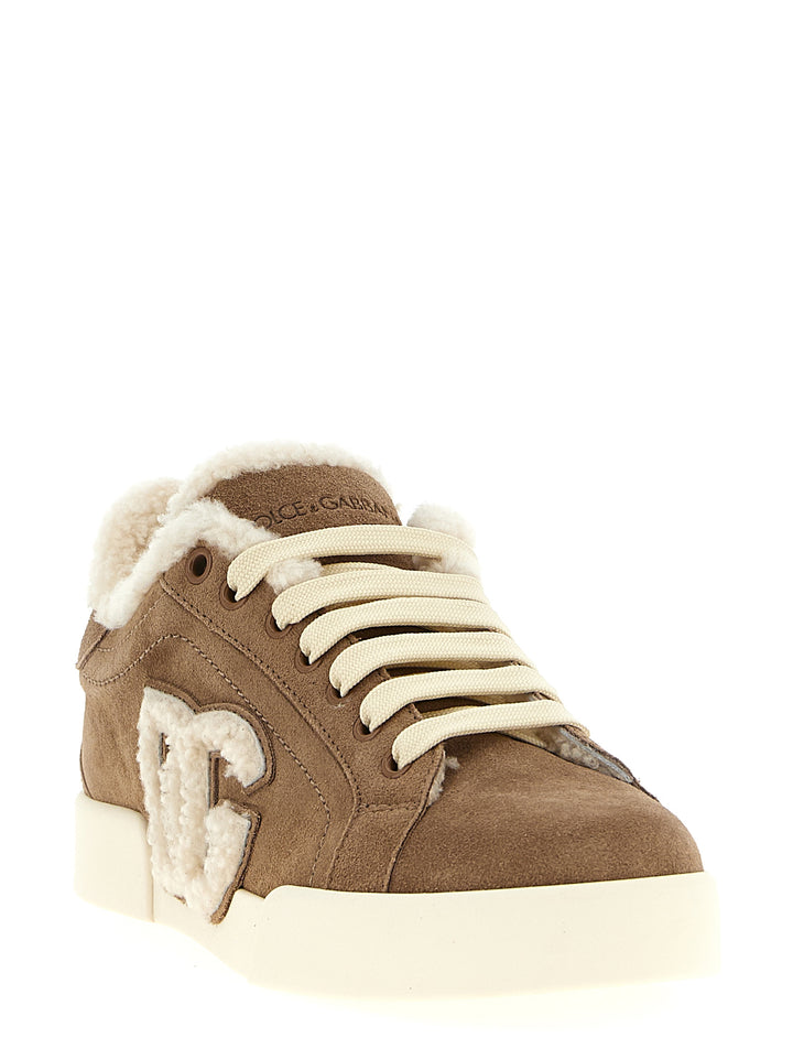 Dolce &amp; Gabbana Brown Lambskin Sneakers