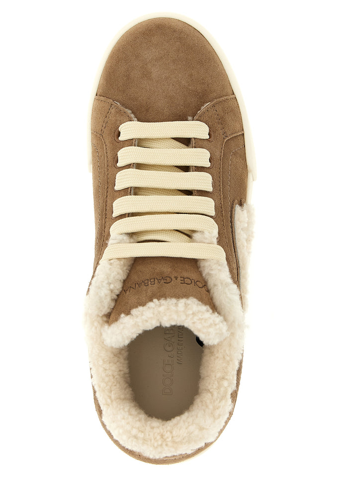 Dolce &amp; Gabbana Brown Lambskin Sneakers
