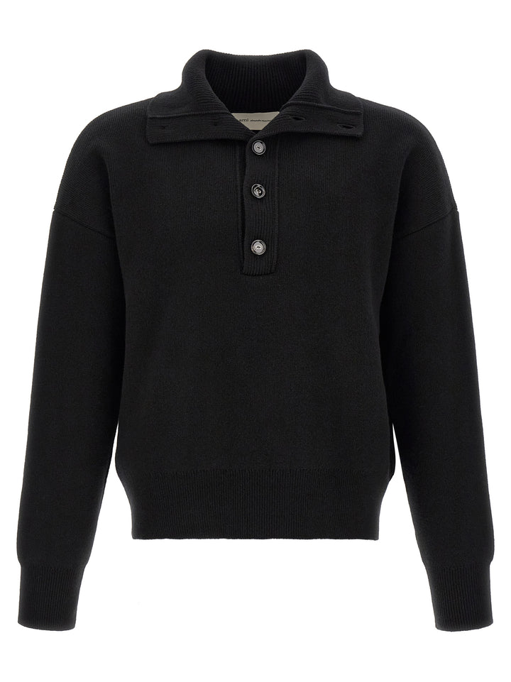 Ami Paris Black Wool Cardigan