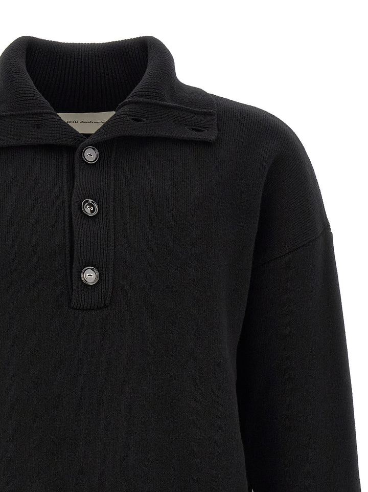 Ami Paris Black Wool Cardigan