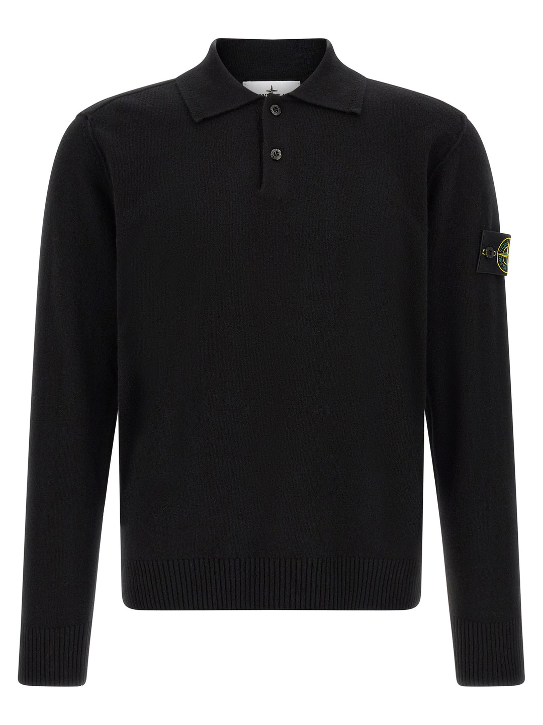 Stone Island Black Virgin Wool Polo Shirt