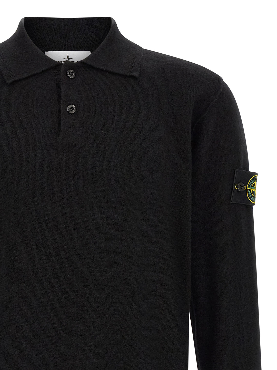 Stone Island Black Virgin Wool Polo Shirt