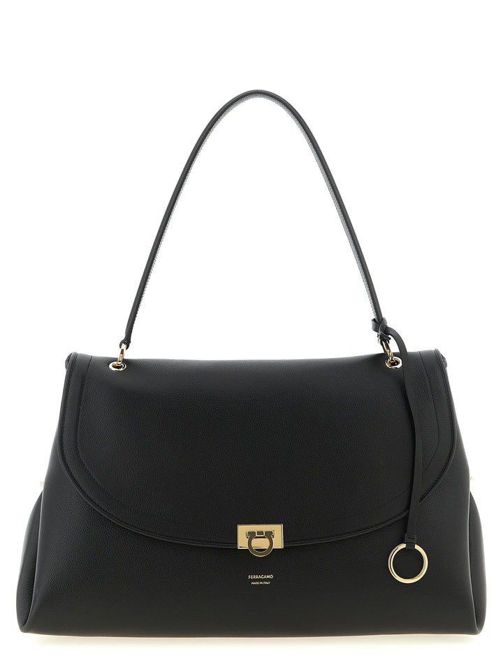 Ferragamo Black Calfskin Shoulder Bag
