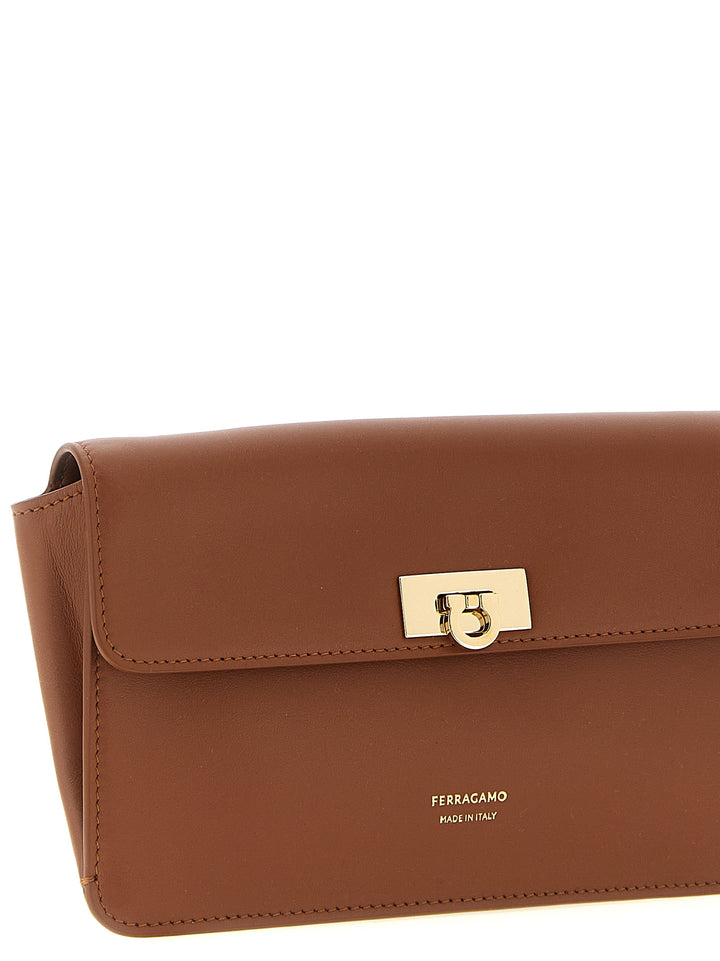 Ferragamo Brown Calfskin Clutch Bag