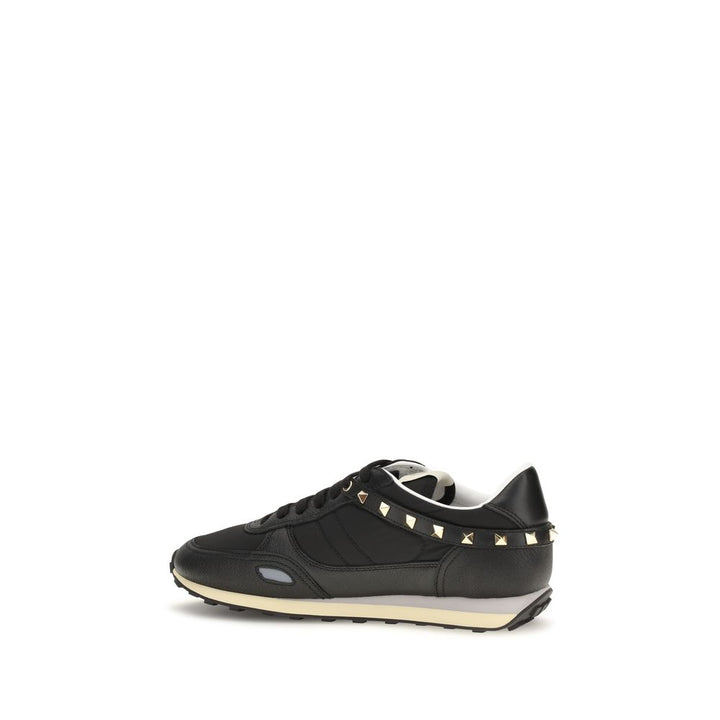 Valentino Garavani Black Calf Leather Bos Taurus Athletic Sneakers